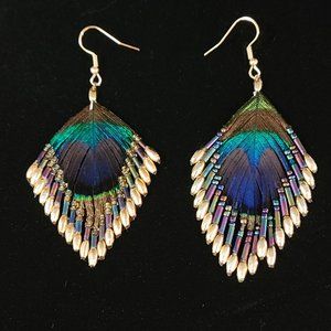 Peacock feather earrings